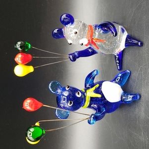 Glass Bears Hand Made Set of 2